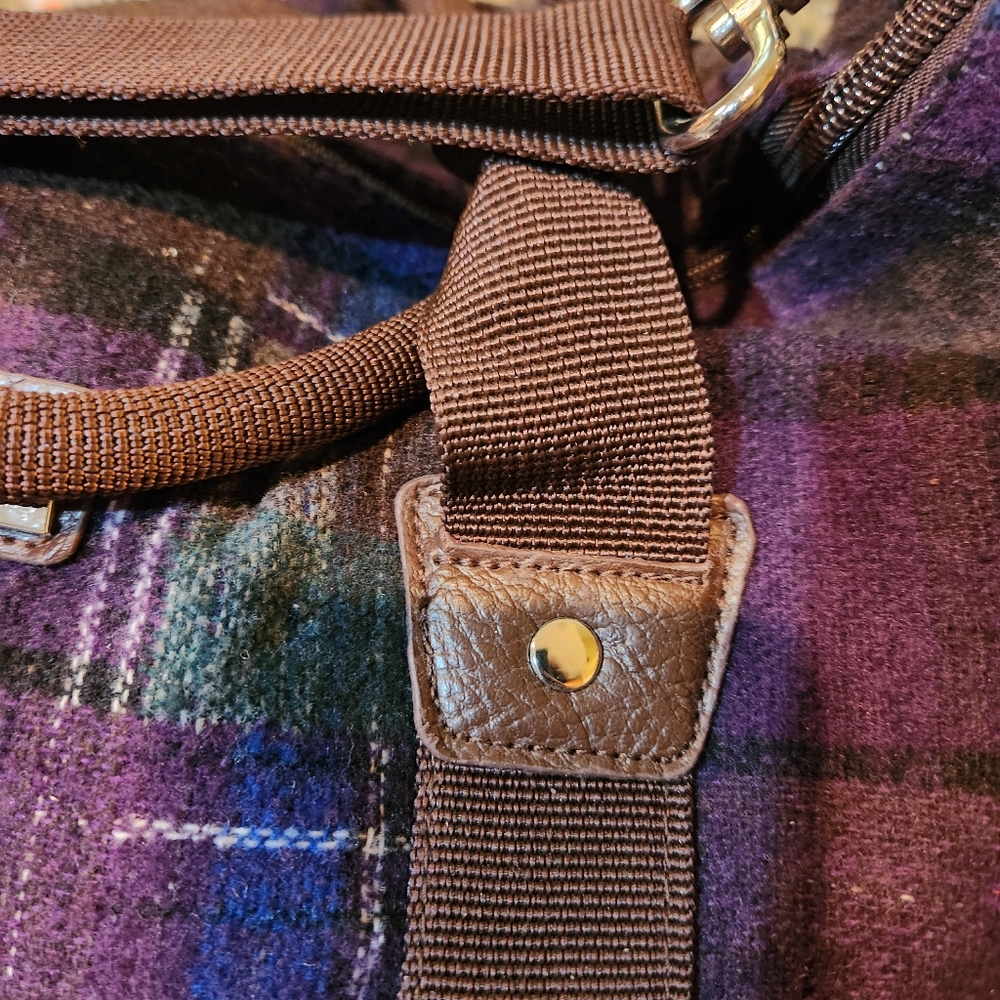 CYNTHIA ROWLEY Purple Plaid Dufflebag/Weekend bag - Picture 6 of 10